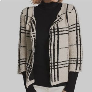 Chico's Cream & Black open front cardigan-size small